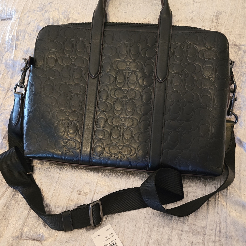 Coach Leather Metro Briefcase,  black 16w x 12h x 3d, - Picture 4 of 4